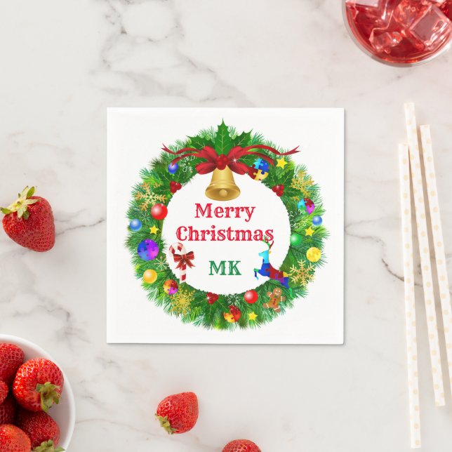 Autism Christmas Wreath Napkins (Insitu)