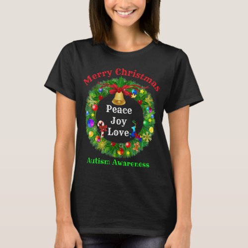 Autism Christmas Wreath T_Shirt