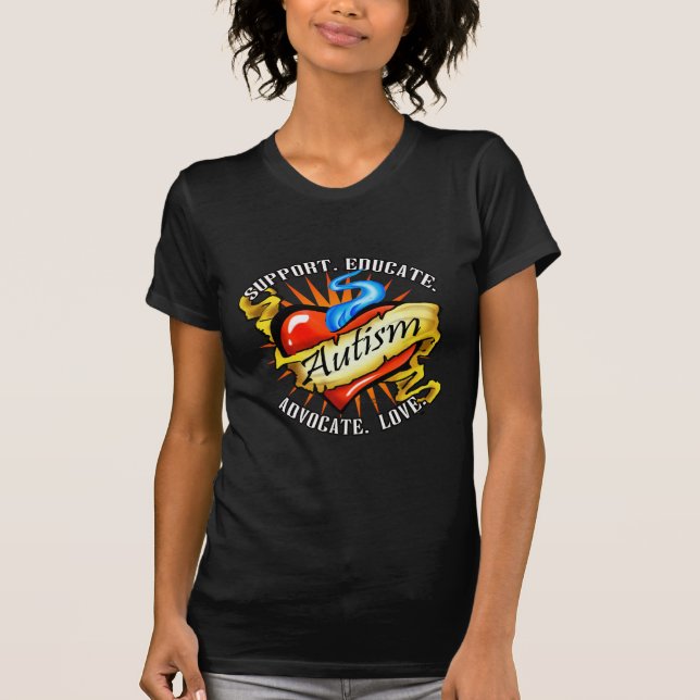 Autism Classic Heart Tattoo T-Shirt (Front)