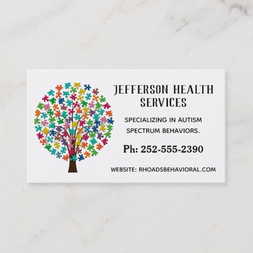 Autism Colorful Jigsaw Puzzle Tree Business Card