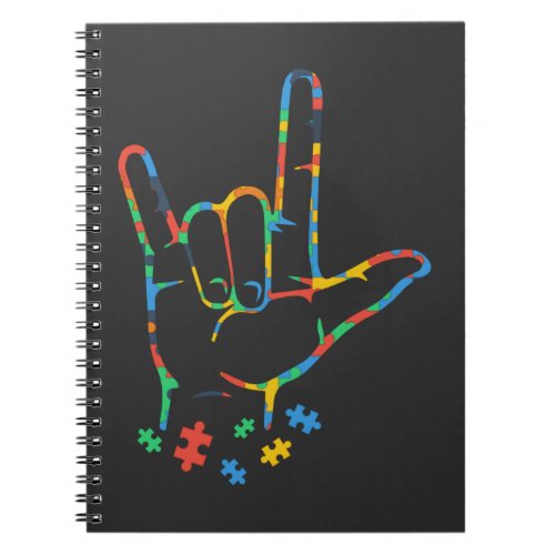 Autism Colorful Puzzle ASL Hand Sign Language Notebook
