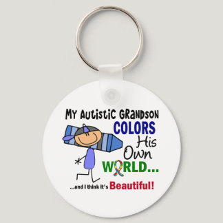 Autism COLORS HIS OWN WORLD Grandson Keychain
