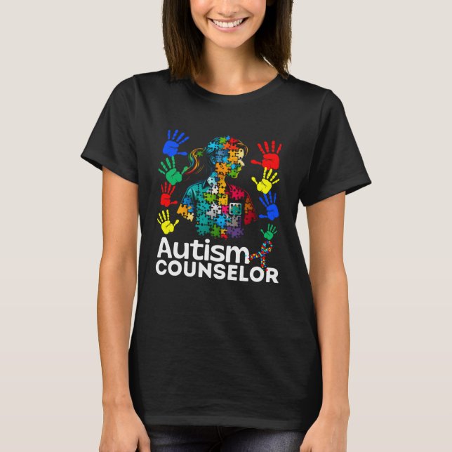 Autism Counselor Navigating Autism Autism Counseli T-Shirt (Front)