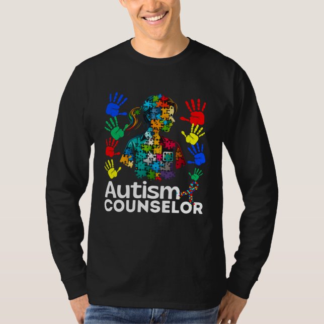 Autism Counselor Navigating Autism Autism Counseli T-Shirt (Front)