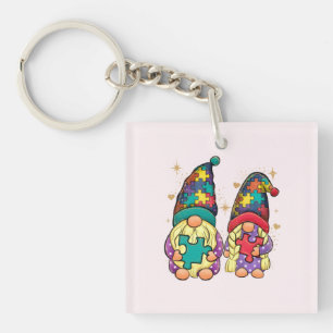 Autism Couple Gnome Keychain