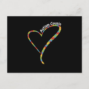 Autism Cousin Autism Awareness T-Shirt Puzzle Announcement Postcard