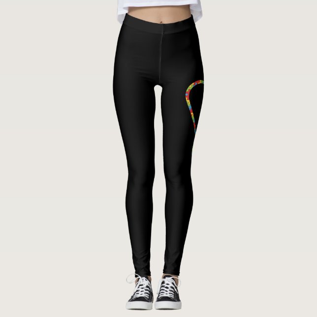 Autism Cousin Autism Awareness T-Shirt Puzzle Leggings (Front)