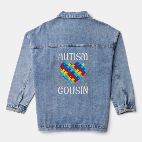 Autism Cousin Matching Family Heart Autism Awarene Denim Jacket