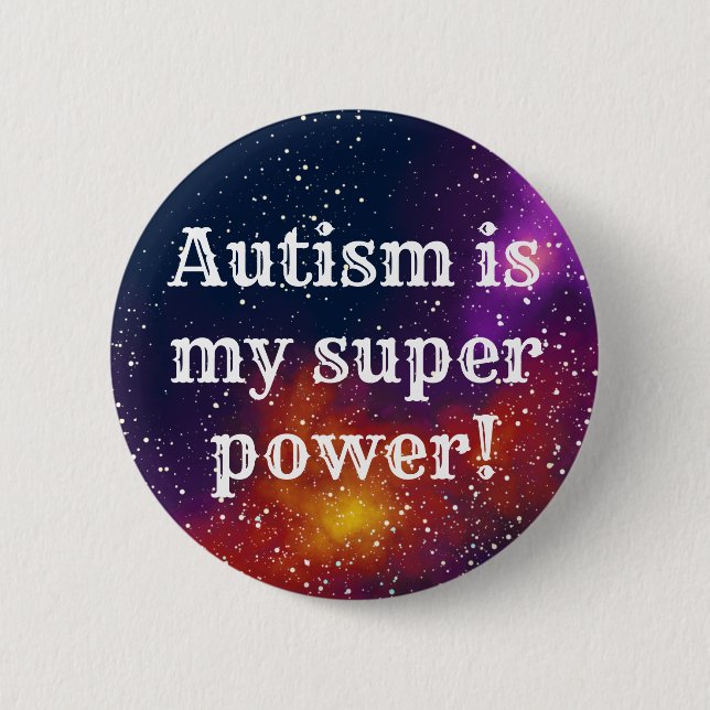 Autism Customizable Galaxy Identity Pinback Button (Front)