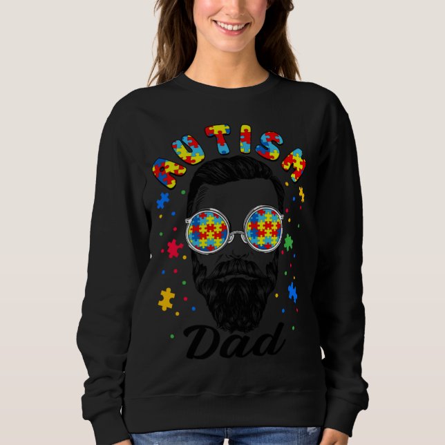 Autism Dad Autism Awareness Family Matching Beard  Sweatshirt (Front)