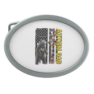 Autism Dad Bear Flag Awareness Shirt Design_1 Belt Buckle