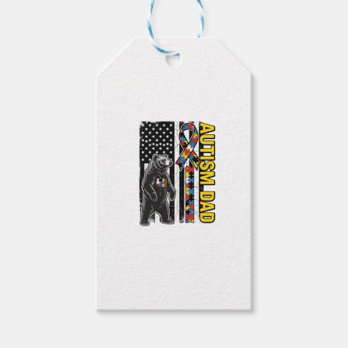 Autism Dad Bear Flag Awareness Shirt Design_1 Gift Tags