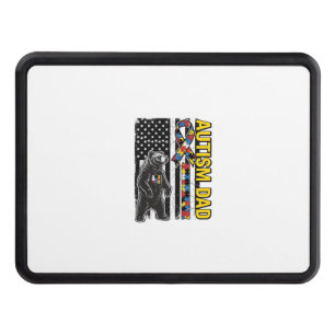 Autism Dad Bear Flag Awareness Shirt Design_1 Hitch Cover