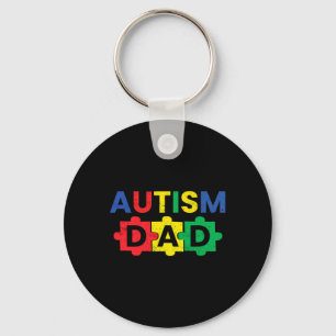 Autism Dad Fathering Autism Support Awareness Mont Keychain
