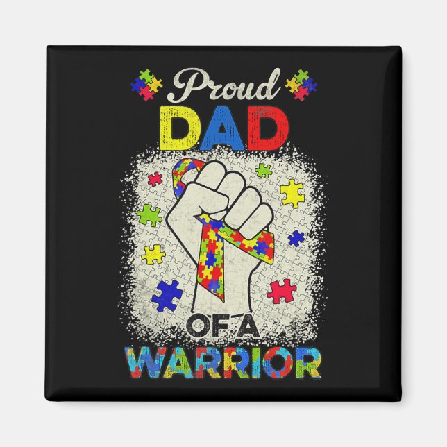 Autism Dad Of Autism Awareness Warrior Support Aut Magnet (Front)
