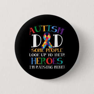 Autism Dad Puzzle Ribbon Son Is My Hero Autism Awa Button