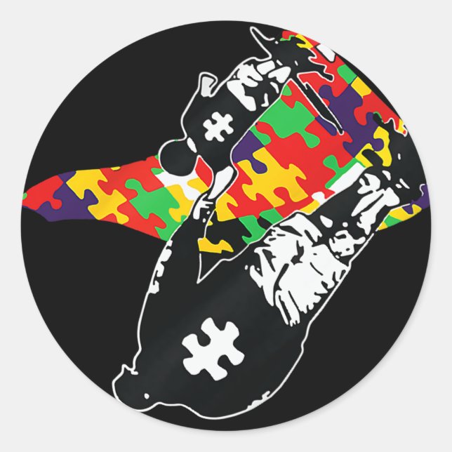Autism Dad Support Alone Puzzle You&#39;ll Never W Classic Round Sticker (Front)