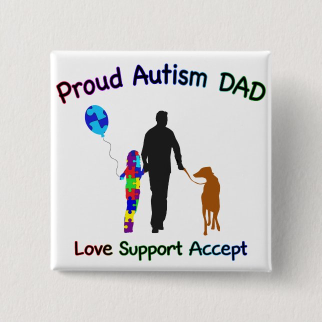Autism Dad with Dog Button (Front)