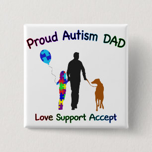 Autism Dad with Dog Button