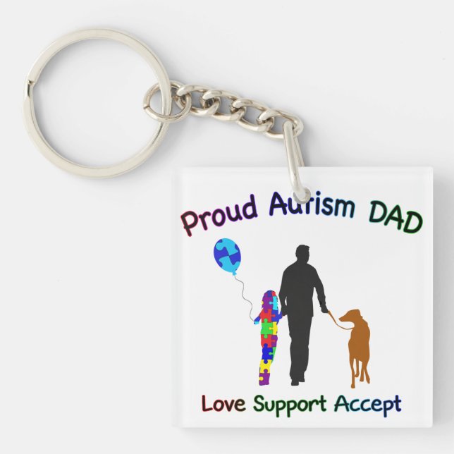 Autism Dad with Dog Keychain (Front)
