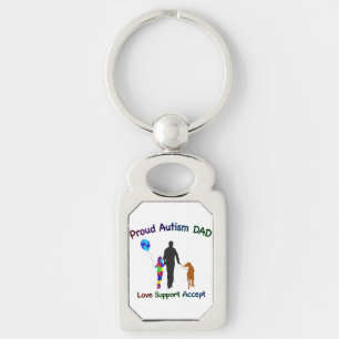 Autism Dad with Dog Keychain