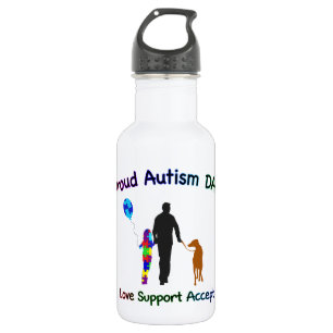Autism Dad with Dog Stainless Steel Water Bottle