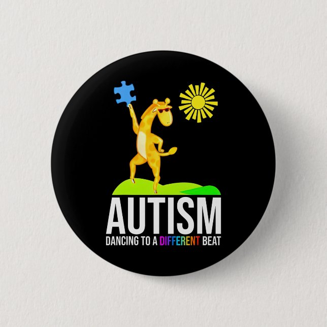 Autism Dancing To A Different Beat Fun Awareness G Button (Front)