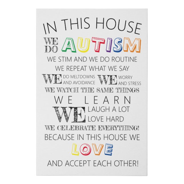 Autism Decor Faux Canvas Print (Front)