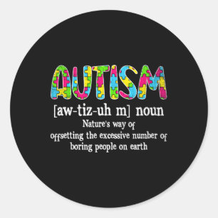 Autism Definition Autism Awareness Acceptance Classic Round Sticker