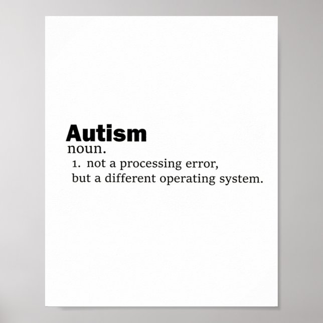 Autism Definition It's Not A Disability A Differen Poster (Front)