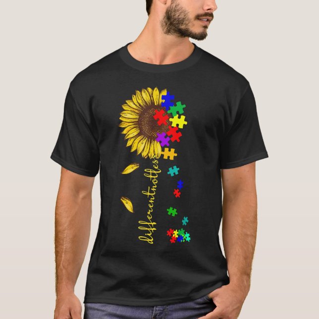 Autism-Different Not Less Autism Sunflower Gift Fo T-Shirt (Front)