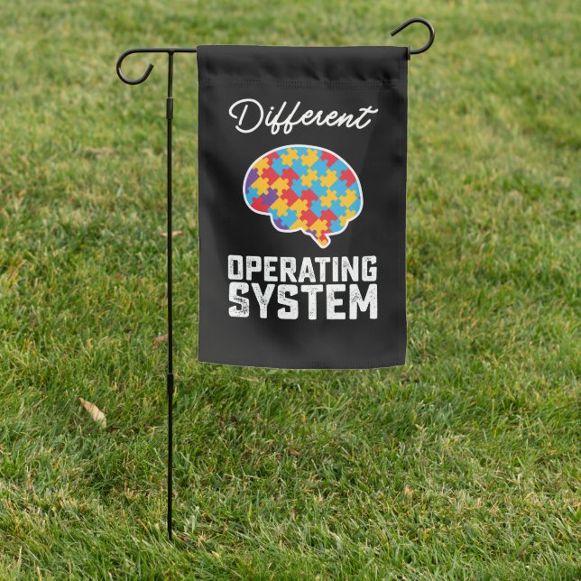 Autism Different Operating System Neurodiversity Garden Flag (In SItu)