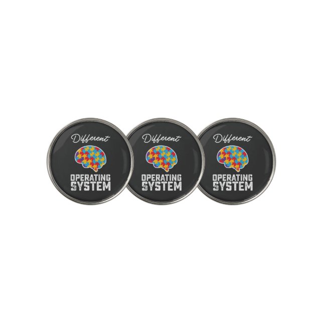 Autism Different Operating System Neurodiversity Golf Ball Marker (3 Up)