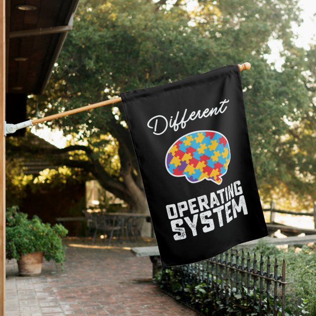 Autism Different Operating System Neurodiversity House Flag (In SItu)