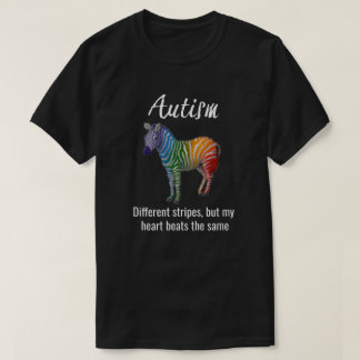 Autism -"Different Stripes" with colored Zebra Tee