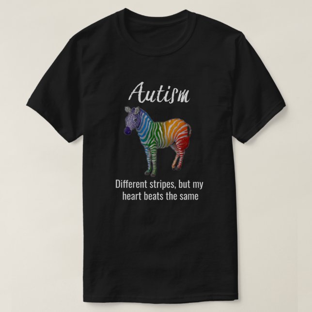 Autism -"Different Stripes" with colored Zebra Tee (Design Front)