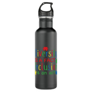Autism Diversity Puzzle Print Stainless Steel Water Bottle