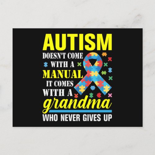 Autism Doesnt Come With A Manual It Comes With A Announcement Postcard