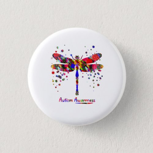 Autism Dragonfly Autism Awareness Button