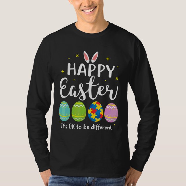 Autism Easter Egg Bunny Puzzle Awareness Kids T-Shirt (Front)