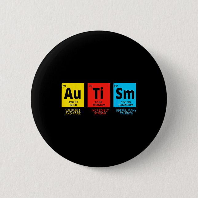Autism Elements Periodic Table Asd Autism Awarenes Button (Front)