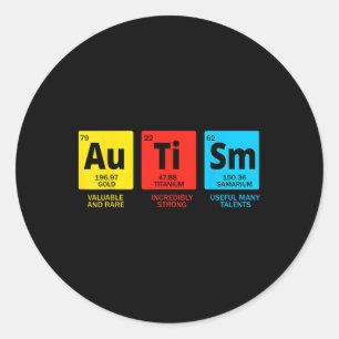Autism Elements Periodic Table Asd Autism Awarenes Classic Round Sticker