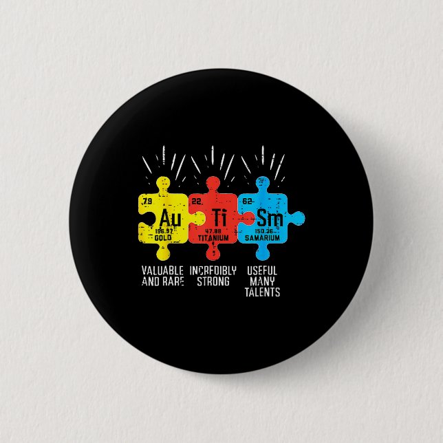 Autism Elements Periodic Table Awareness Asd Men W Button (Front)