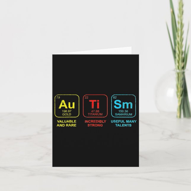 Autism Elements Periodic Table Awareness Asd Men W Card (Front)