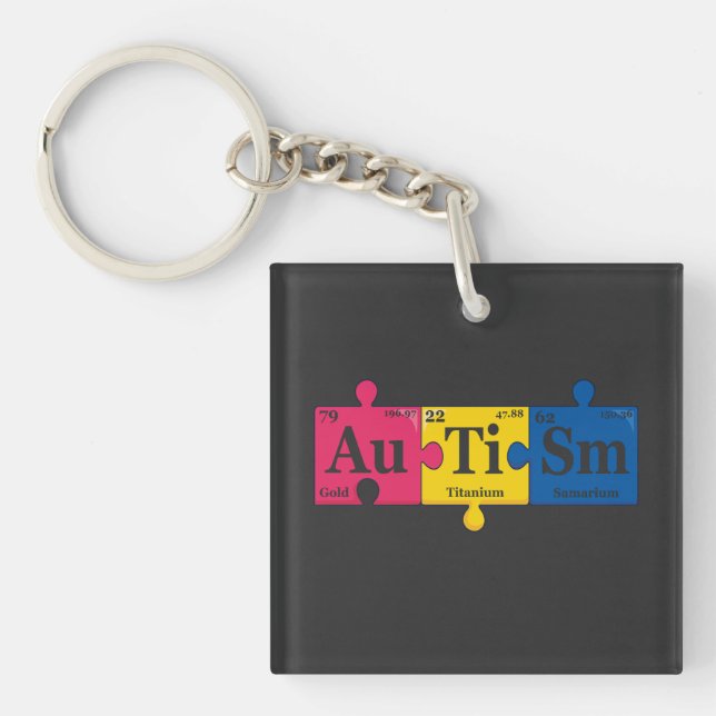Autism Elements Periodic Table Awareness Chemistry Keychain (Front)