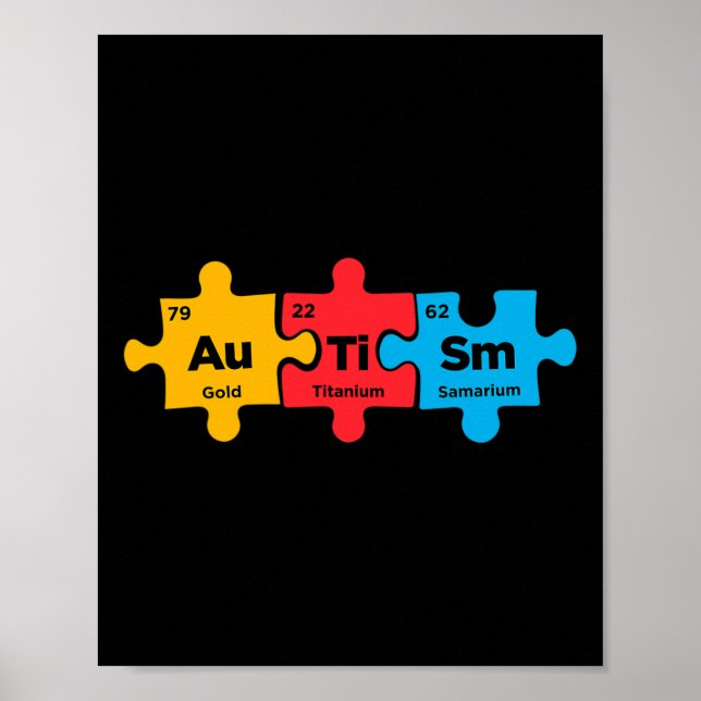 Autism Elements Periodic Table Puzzle Awareness As Poster (Front)