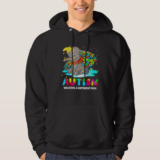 Autism Elephant Dumbo Walking A Different Path Aut Hoodie (Front)