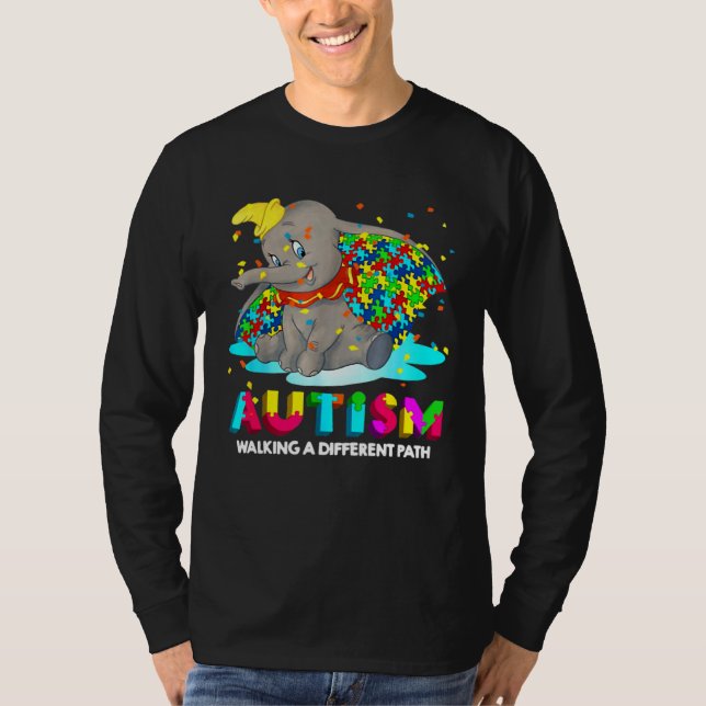 Autism Elephant Dumbo Walking A Different Path Aut T-Shirt (Front)