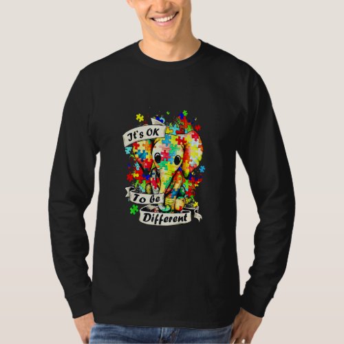 Autism Elephant Puzzle Its Ok To Be Different Mom T_Shirt