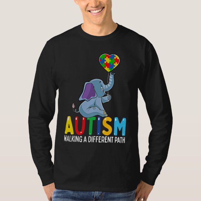 Autism Elephant Walking A Different Path For Kids T-Shirt (Front)